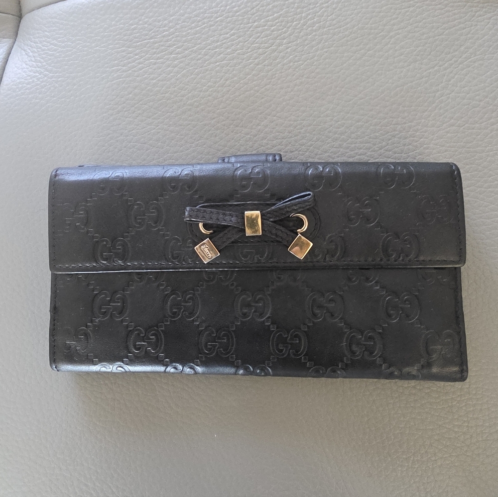 GUCCI Black Guccissima Leather Continental Wallet/Crossbody..EUC. - Picture 2 of 9